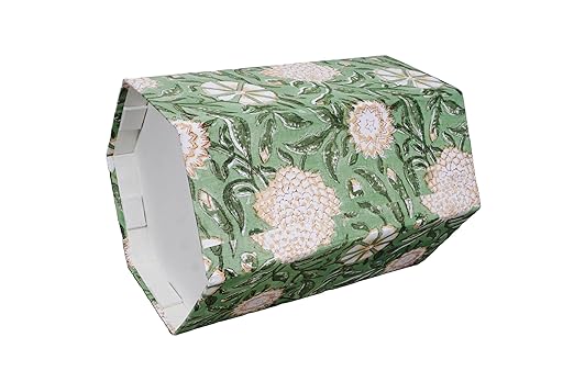 Generic 3.3 Gallon Cotton Hand Block Printed Paper Waste Basket |Small Decorative Trash Can for Housewarming Gifts in Living Room Bedroom Bathroom | Eco-Friendly Plastic-Free (1 GREEN GE.)