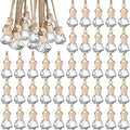 50pcs 8ml Hanging Car Air Freshener Empty Clear Glass Essential Oil Aromatherapy Fragrance Perfume Pendant Glass Vials with Wooden Caps Hanging String Car Diffuser Bottles