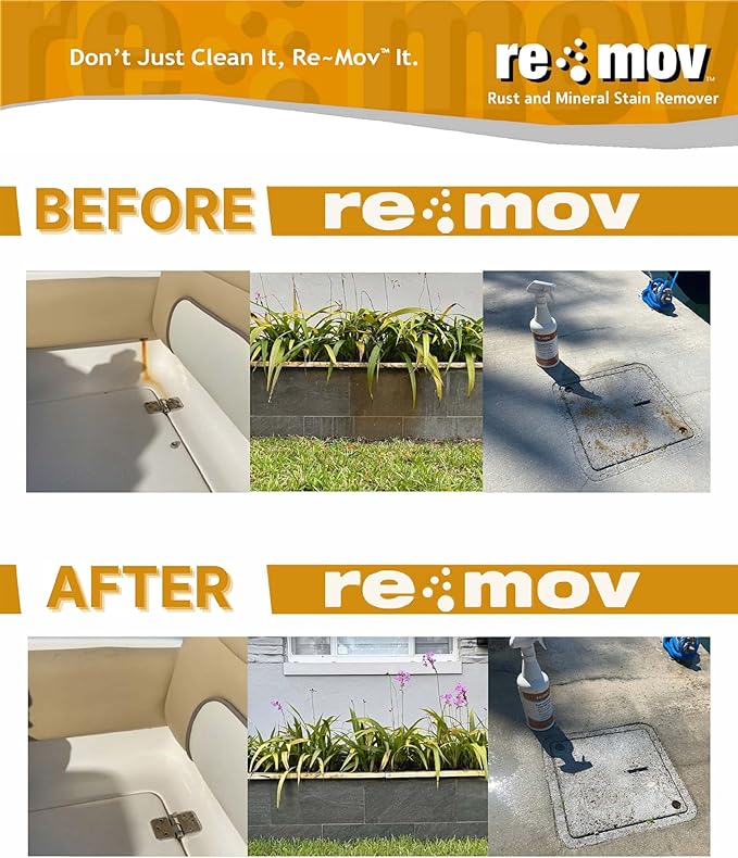 Rust and Mineral Stain Remover – 32 oz Spray | Powerful Organic Formula | Safe on Metal Fabric Paint &amp More | Fast-Acting Formula for Home Auto &amp Marine use