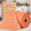 KitchLife Microfiber Cleaning Cloth Roll 100 Pack - Tear-Away Microfiber Paper Towels Lint-Free Reusable Washable for Kitchen Car Dishes and Sensitive Surfaces (Coral)