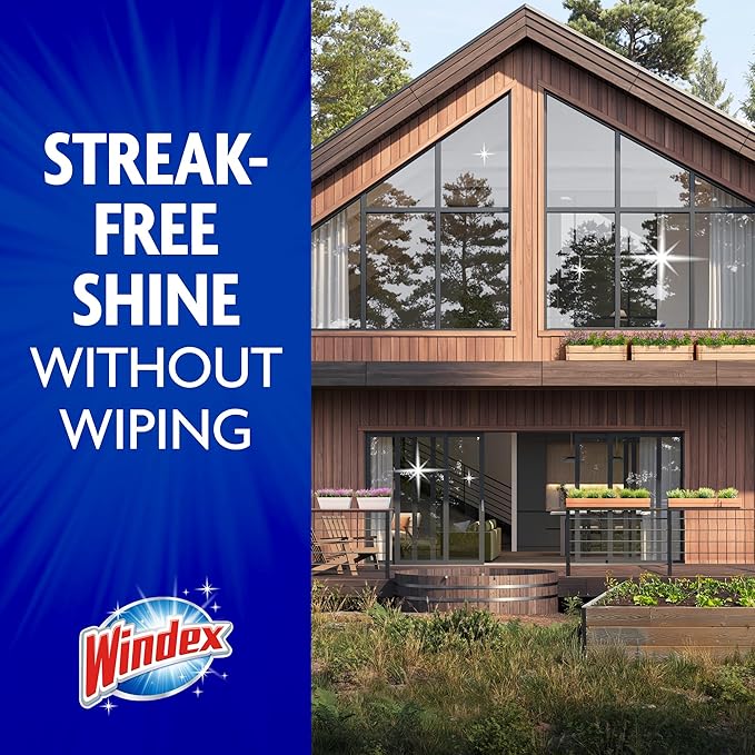 Windex Outdoor Window and Glass Cleaner for Hose Ammonia Free Concentrated Formula for Deep Outdoor Clean Patio Cleaner Compatible With All Hoses 32 Fl Oz (Pack of 2)