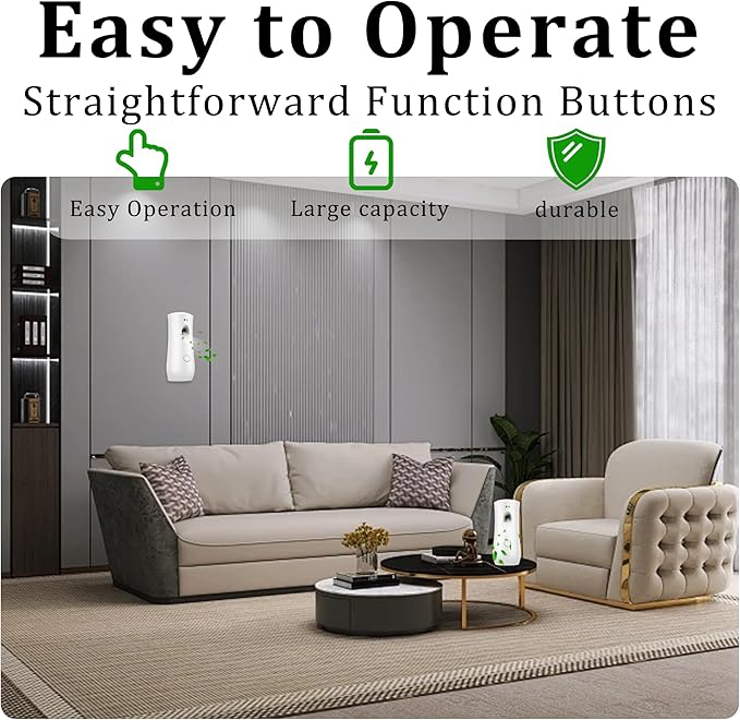 Automatic Air Freshener Spray Dispenser (4-Pack) Free Standing or Wall Mounted Adjustable Aromatherapy Machines for Home Indoor Bathrooms Offices Hotels and Commercial Places (White 001)