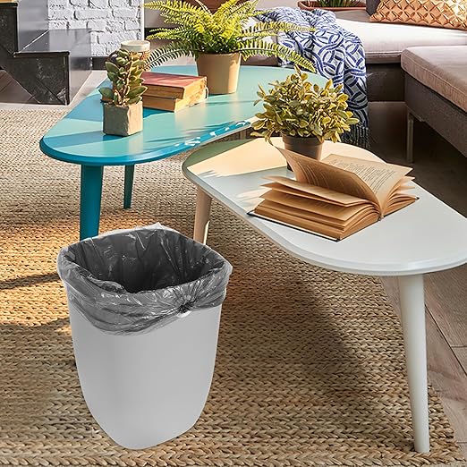 VICASKY Large Capacity Kitchen Wastebasket with Bag Fixer PP Material Garbage Bucket for Home Office Bedroom Bathroom Practical Rubbish Bin in Gray