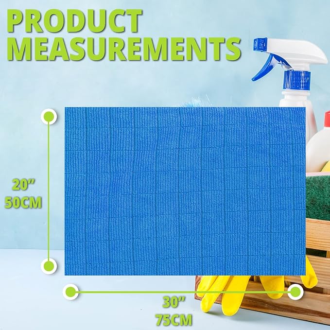 HELOMOR 6 Extra Large Microfiber Cleaning Cloths 30x18 Floor Towels for Squeegee Mop Reusable Multi-Purpose Cleaning Rags for House Kitchen Car &amp Windows Highly Absorbent Lint-Free