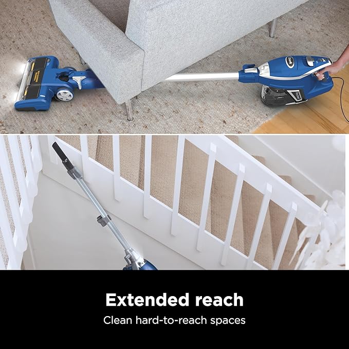 Shark HV343AMZ Rocket Corded Stick Vacuum with Self-Cleaning Brushroll Lightweight &amp Maneuverable Perfect for Pet Hair Pickup Converts to a Hand Vacuum Crevice Upholstery Tools Blue/Silver