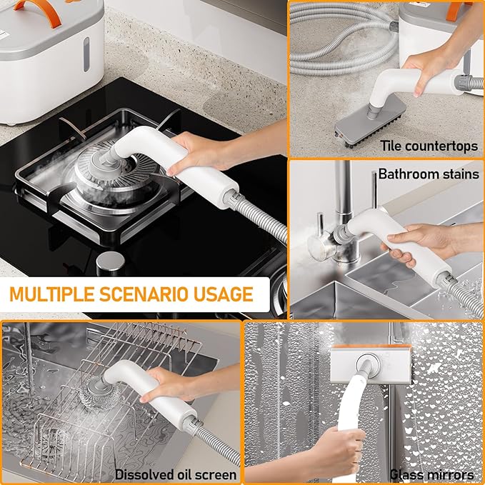 Handheld Steam Cleaner Steamer for Cleaning with 6 Brush Heads Portable Steam Cleaner for HomeCar and More（110V）