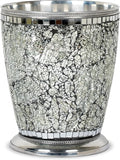 nu steel Iceberg Ice Collection Wastebasket Small Round Vintage Trash Can for Bathroom Bedroom Dorm College Office 8.5 x 8.5 x 10.4 Silver Mosaic Finish