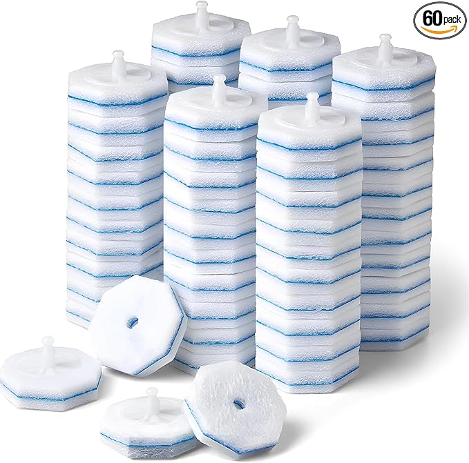 60 Pack Toilet Wand Refills Compatible with Clorox Toilet Brushes Instant Foam Cleaning Secure Lock No Slipping Odor Neutralizing Easy Snap-On Design
