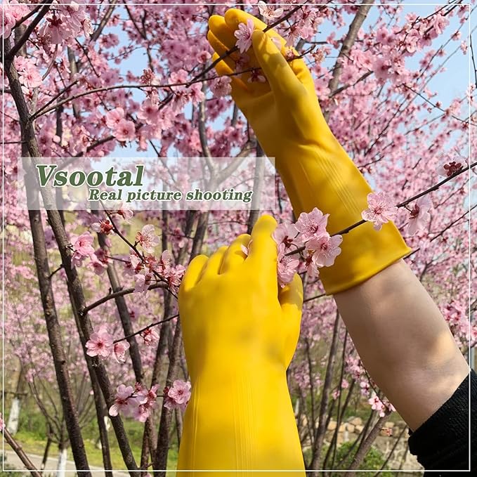 8 Pairs Reusable Household Cleaning Gloves Rubber Kitchen Dishwashing GlovesExtra Thickness Long Sleeves for Washing Dishes Pet Care(Large Yellow)