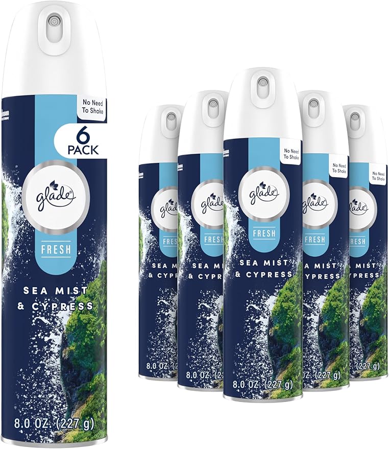 Glade Air Freshener Room Spray Sea Mist &amp Cypress Odor Fighting to Deliver Long Lasting Freshness 8 Oz 6 Count