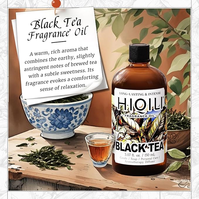 HIQILI Black Tea Fragrance Oil for Diffuser &amp Car Air Freshener Long-Lasting Hotel Scent Candle &amp Soap Making Supplies - 5.07 Fl Oz