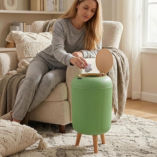 Pukomc Smart Sensor Wastebasket Convenient and Hygienic Easy to Use Technology Sensor Waterproof Wastebasket Plastic Trash can for Kitchen Bathroom Bedroom Living Room Office and Outdoor Green