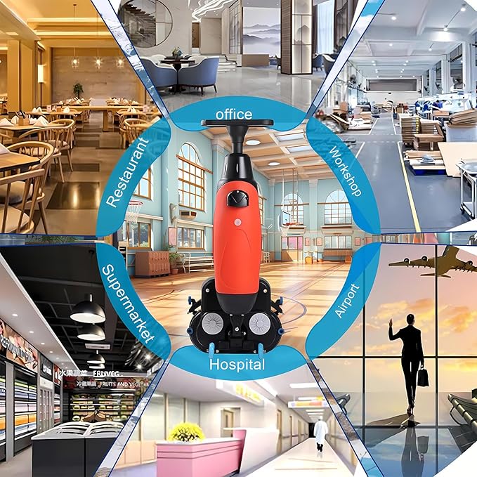 Carpet Cleaning Machine and Floor Scrubber Dual-Brush Rotary System Cordless Mini Floor Scrubber Efficient Cleaning for Commercial Spaces Schools and Offices Grey