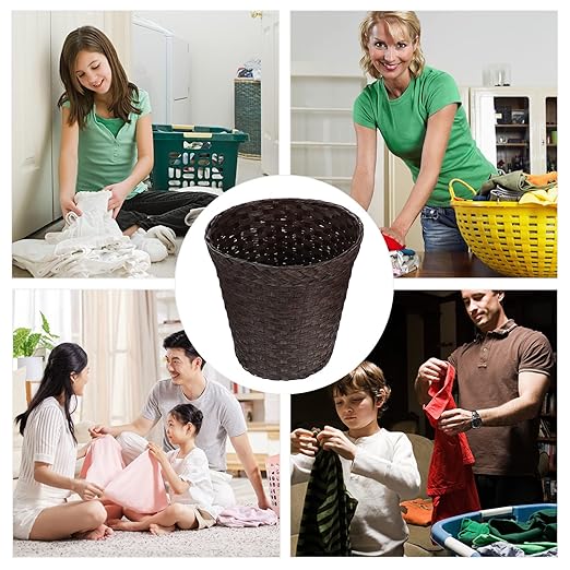 Wicker Waste Basket Wicker Trash Basket Hyacinth Trash Can Wicker Garbage Can for Bedroom Bathroom Coffee 10 Inch