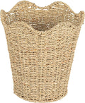 Household Essentials Woven Wastebin with Scalloped Edge Natural