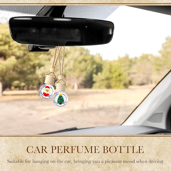 BBTO 80 Pcs Hanging Car Air Freshener Car Diffuser Bottles Bulk Christmas Empty Glass Perfume Bottle Freshener Clear Diffuser Bottle Pendant for Essential Oil Fragrance Aromatherapy Bottles Ornament