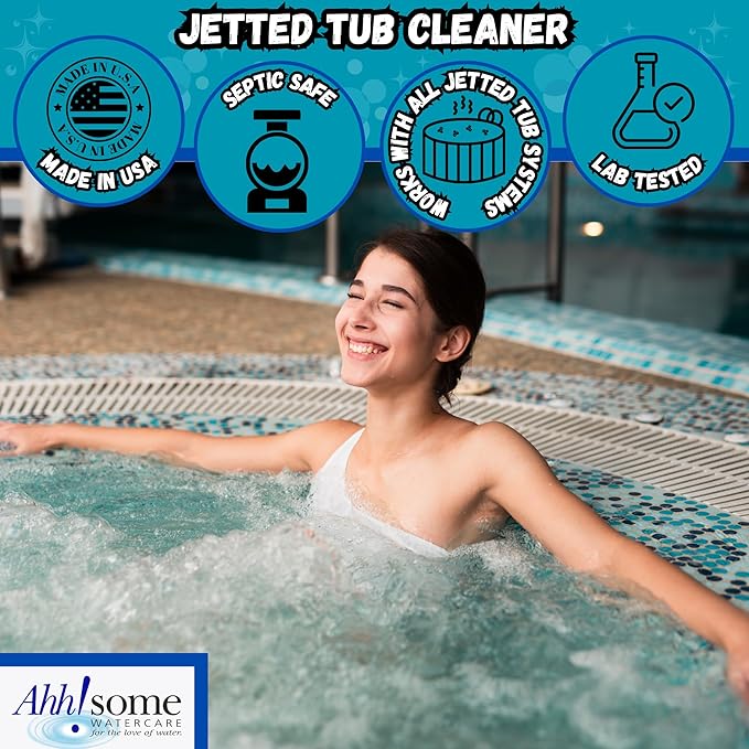 AhhSome Jetted Tub &amp Hot Tub Cleaner Powerful Spa Bath Cleaning Solution for Jacuzzis &amp Whirlpools 1 Gallon (64 Treatments) Professional Grade Septic Safe Solution for Hot Tubs Made in USA