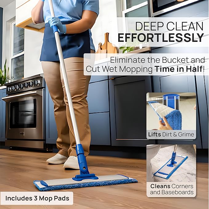 Microfiber Wholesale 24 Microfiber Mop System - Clean &amp Dust Hardwood Laminate &amp Tile Floors Reusable Mop Heads Adjustable Handle Washable Micro Fiber Wet &amp Dry Pads Industrial &amp