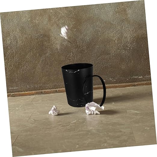 VOSAREA Large Capacity Marble Pattern Trash Can Plastic Round Wastebasket for Home Office Bathroom