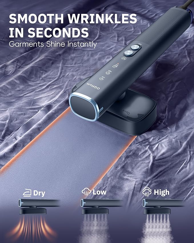 OGHom Steamer for Clothes 110-240V Travel Steamer &amp Iron 2 in 1 1000W Powerful Steam Portable Handheld Garment Wrinkle Remover 30s Fast Heat-Up with Dry&amp 2-Steam Control for Global &amp