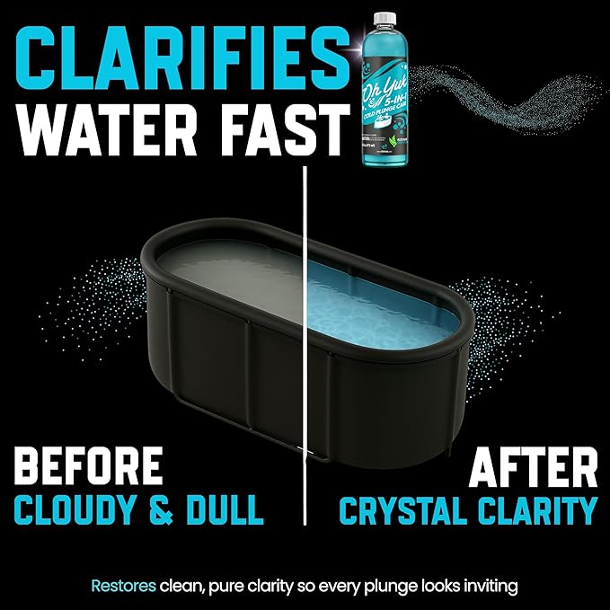 Oh Yuk 5-in-1 Cold Plunge Water Treatment – Cleaner Clarifier Conditioner Combats Odors Deodorizes – Premium Cold Tub &amp Ice Bath Care – Works with All Cold Plunges with Filter Systems – 32 Use