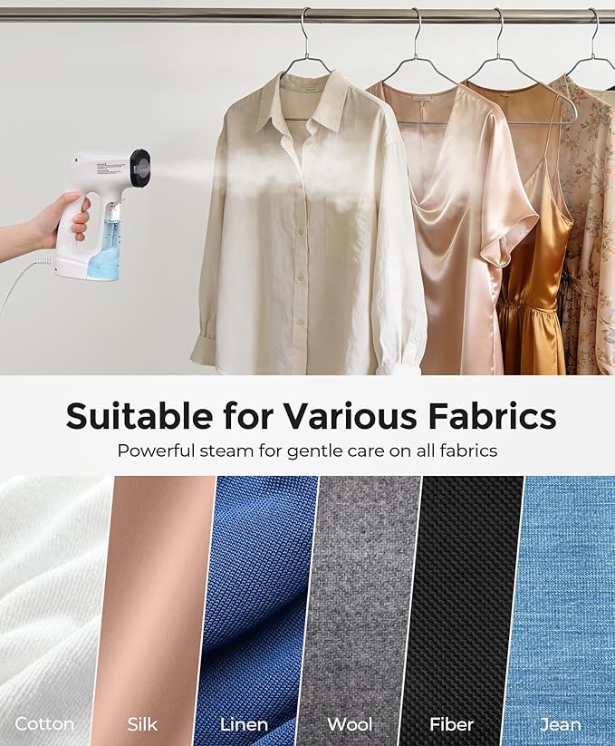 LyriFine Vacuum Steamer for Clothes 3500Pa Suction Clothes Steamer Handheld 2-in-1 Steamer&ampIron Garment Steamer 3 Modes&amp 360° Leak-proof Technology Fabric Steamer for Wrinkle Removal (for 1