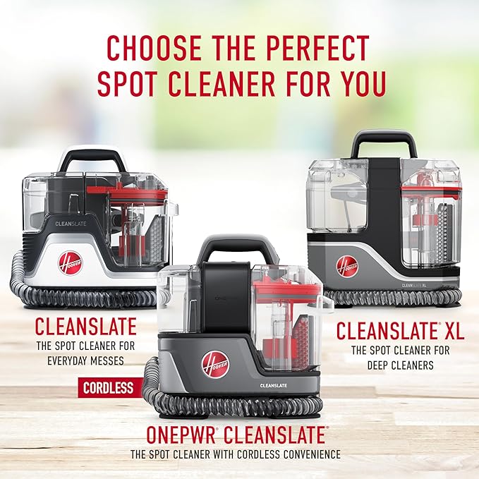 Hoover CleanSlate Plus Portable Carpet + Upholstery Spot Cleaner Machine Powerful Suction with Versatile Tools Pet Stain Remover Car and Auto Detailer Pair with Hoover Carpet Cleaner Solution