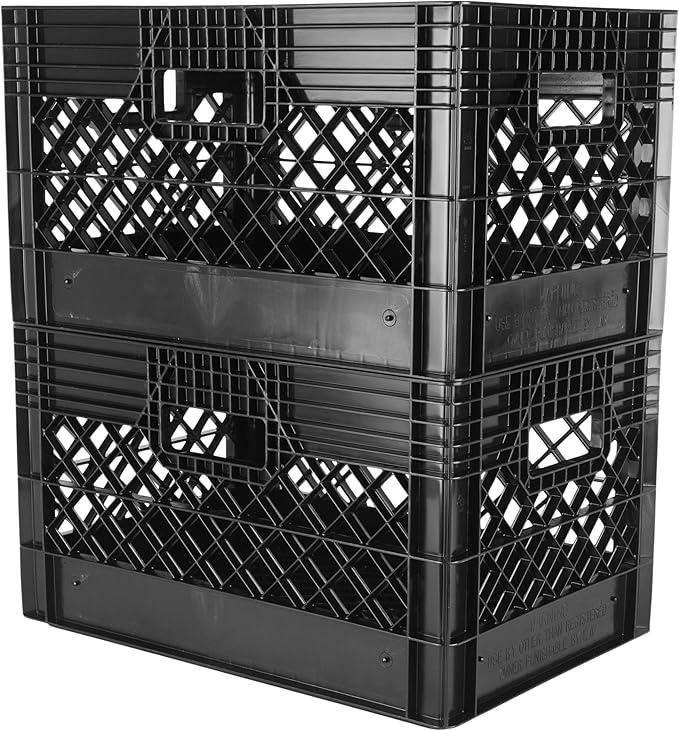 Hudson Exchange 19 x 13 x 11 (24 Quart 3 Pack) Mesh Commercial Grade Milk Crate Handled Storage Container Tote Black
