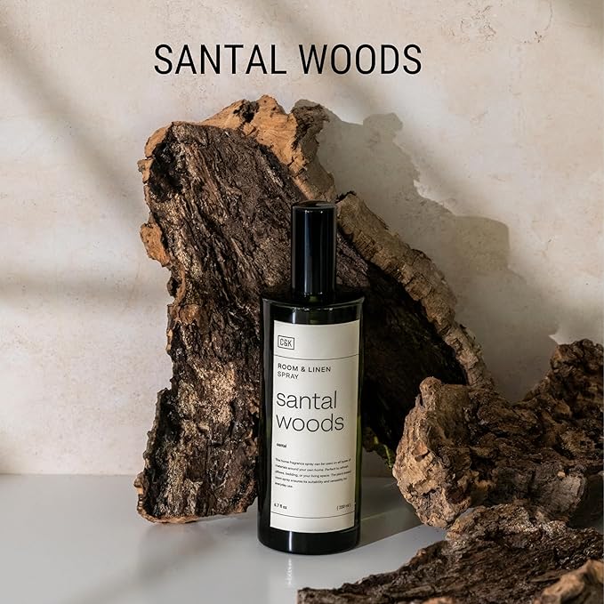 Craft &amp Kin Santal Woods Room Spray for Bedding 6.76 oz Pillow Spray Long-Lasting Room Freshener Soothing Aroma Mist for Home &amp Washroom