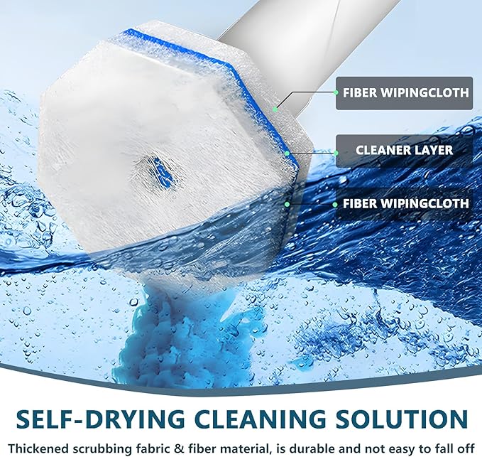 50 PCS Disposable Toilet Brush Toilet Wand Refills High-Density Toilets Bowl Cleaners with Upgraded Fiber Material Toilets Cleaner Tablets &amp Bathroom Cleaner Tools