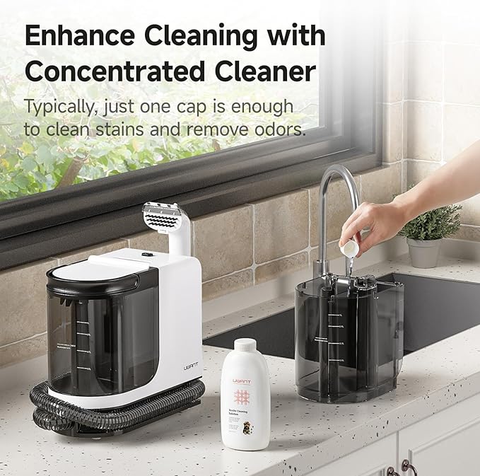 uwant Carpet Cleaner Machine 18Kpa Powerful Suction Portable Carpet Cleaner for Pet Stains with Cleaning Tools&ampSolution Self-Cleaning Upholstery Cleaner for Car Couch Rug Spot