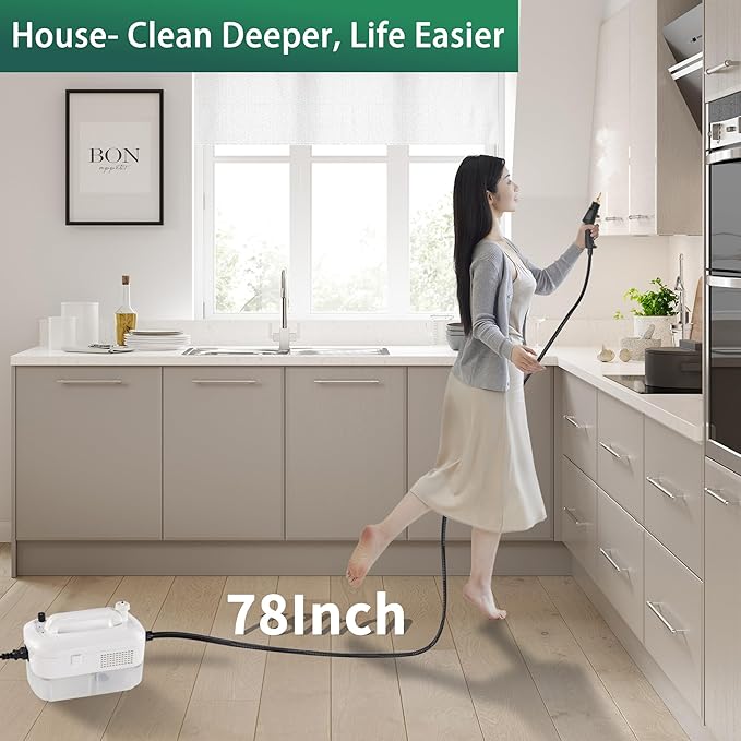 Portable Steam Cleaner 13 in 1 Multi-Function 1500W Freely Control Pressure Powerful Steamer for Cleaning 10-15s Heating 1.26 Quarts Tank Handheld Steam Cleaning Machine for Car Kitchen Bathroom