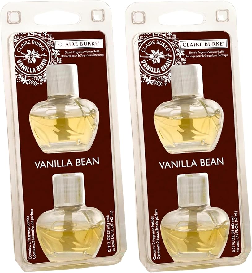 Claire Burke Vanilla Bean Scented PlugIn Refills 2 ct Air Freshener for Home and Bathroom 2.84 oz