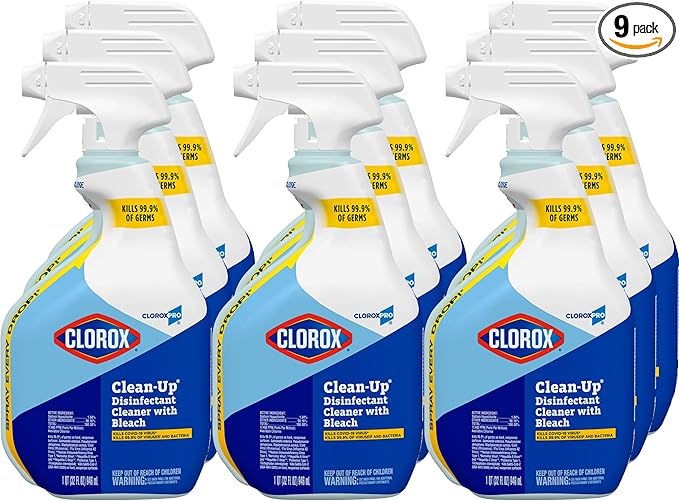 CloroxPro Clorox Clean-Up Disinfectant Cleaner with Bleach Spray 32 Ounces Each (Pack of 9) (35417)