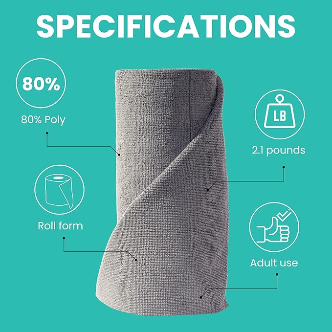 Microfiber Cleaning Cloth Roll Tearaway 50 PCS Tear Away Towels Reusable &amp Washable Ultra Absorbent 12 x 5.5 Dish Rags for Car Home Kitchen  180 GSM Thickness Paper Towel Alternative