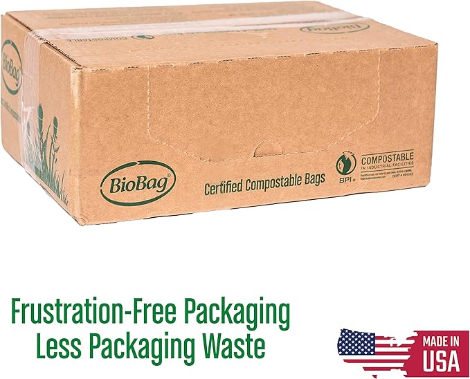 BioBag (USA) The Original Compostable Bag 48 Gallon 80 Count 100% Certified Compostable Trash Bag Liners for Food Waste Extra Strong and Durable Trash Bag
