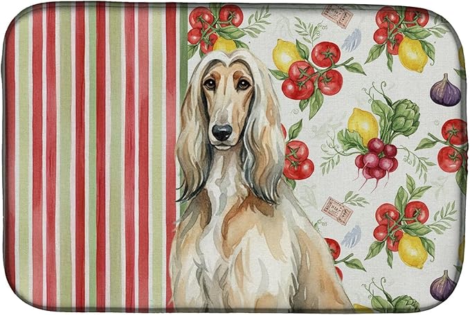 Caroline's Treasures Afghan Hound Vegetables Dish Drying Mat Absorbent Dish Drying Mat Pad for Kitchen Counter Dish Drainer Mat for Countertop 14 x 21 Multicolor