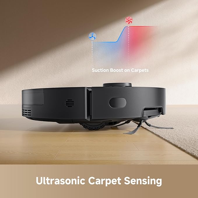 DREAME D20 Pro Plus Robot Vacuum 13000Pa Suction DuoBrush for Pet Hair Corner Cleaning Self Emptying LDS Navigation Laser Avoidance Vacuum Mop Hard Floors&ampCarpets (Black)