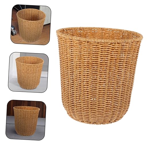 Versatile Baskets Stackable Storage Bins Woven Waste Baskets Kitchen Supply Easy to Move Pastoral Design