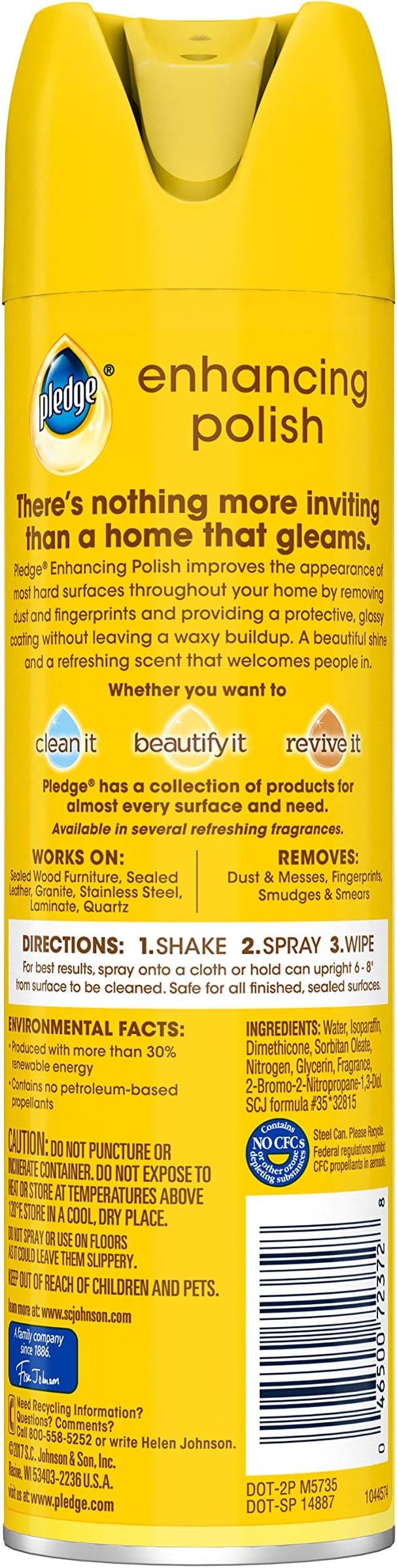 Pledge Multi-Surface Cleaner Spray and Wipes Bundle Works on Leather Granite Wood Lemon Scent (2 Count of 9.7 oz Cans and 2 Pack of 24 Wipes)