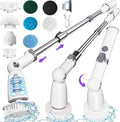 Electric Spin ScrubberFloor Shower Scrubber with Long Handle Power Scrubber Dual SpeedsCleaning Brush Cordless Scrub Brush with 3 Adjustable Angles8 Brush Heads for BathroomTile