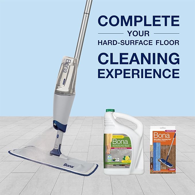 Bona Spray Mop Air - Includes Multi-Surface Floor Cleaner Concentrate and Microfiber Pad - Lemon Mint Scent - Lightweight &amp Compact Mop