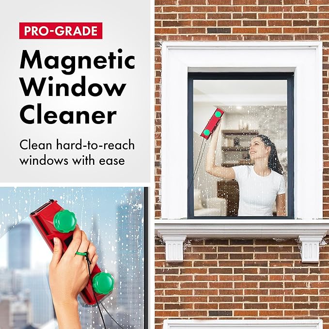 Tyroler Magnetic Window Cleaner Tool | The Glider D4 Double-Sided Window Cleaner Tool Fits Windows 0.1-1.6 Thick | Magnet Window Cleaner | Magnetic Glass Cleaner | limpiador de ventanas magnetico