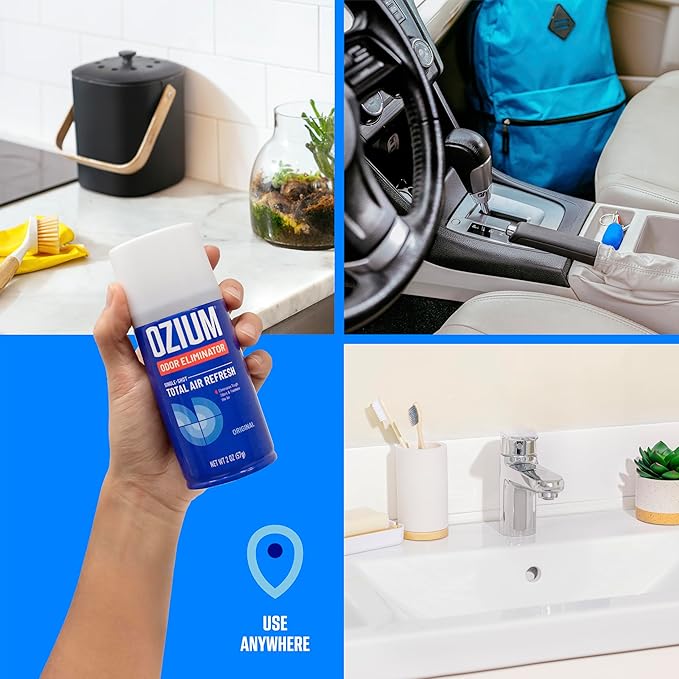 OZIUM® Air Freshener Odor Eliminator 2oz Single Shot Total Air Refresh &amp Car Air Freshener – Original – 4 Pack