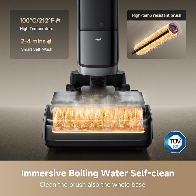 DREAME H15 Pro Heat Wet Dry Vacuum Cleaner 185°F Hot Water Floor Cleaning Cordless Vacuum Mop with GapFree AI Robotic Arm 22KPa Suction 0 Hair Tangle 212°F Self-Clean 194°F Hot Air Drying