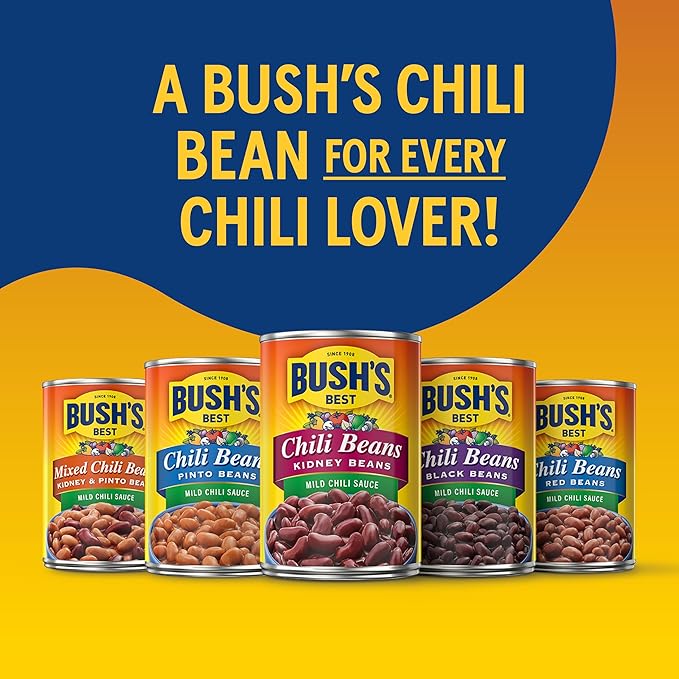 BUSH'S BEST 16 oz Canned Spicy Dark Red Chili Beans Source of Plant Based Protein and Fiber (Pack of 12)