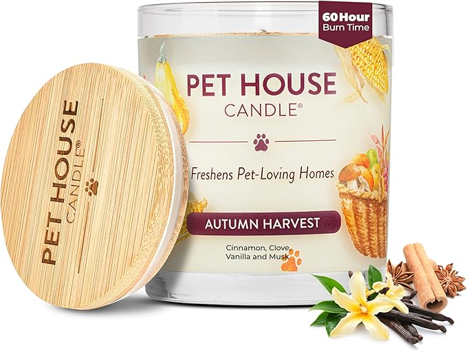 One Fur All Pet House Fall Candles Long Lasting Clean Burning Soy Wax Scented Candles for Pet Odor Autumn Harvest