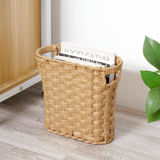 Wicker Waste Basket with Built-in Handles Multifunctional Mini Basket for Home and Office Compact Design and Durable Construction with Fine Artisanal Craftsmanship