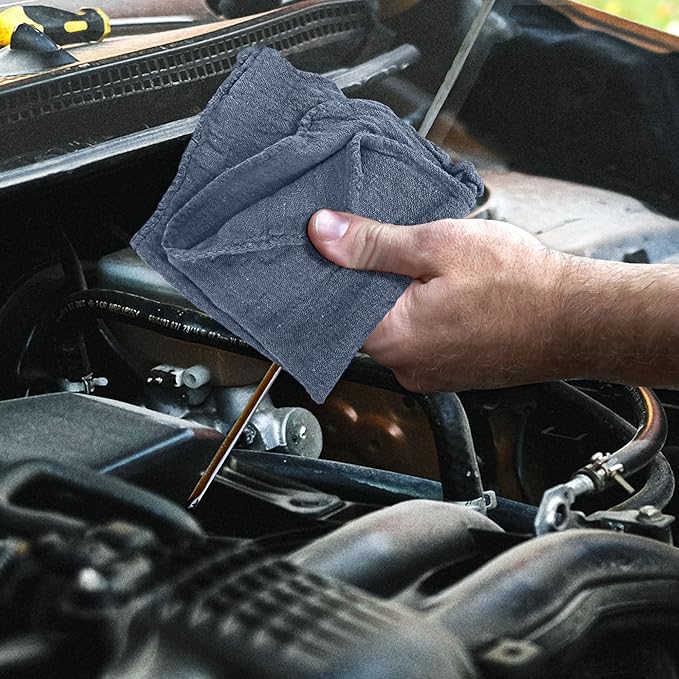 Detailer's Preference Absorbent Cotton Shop Towels Reusable Cleaning Rags for Auto Garage Home Kitchen Industrial Use Wipe Spills Grease Oil Grime Dirt &amp More 11x12 50-Pack Blue