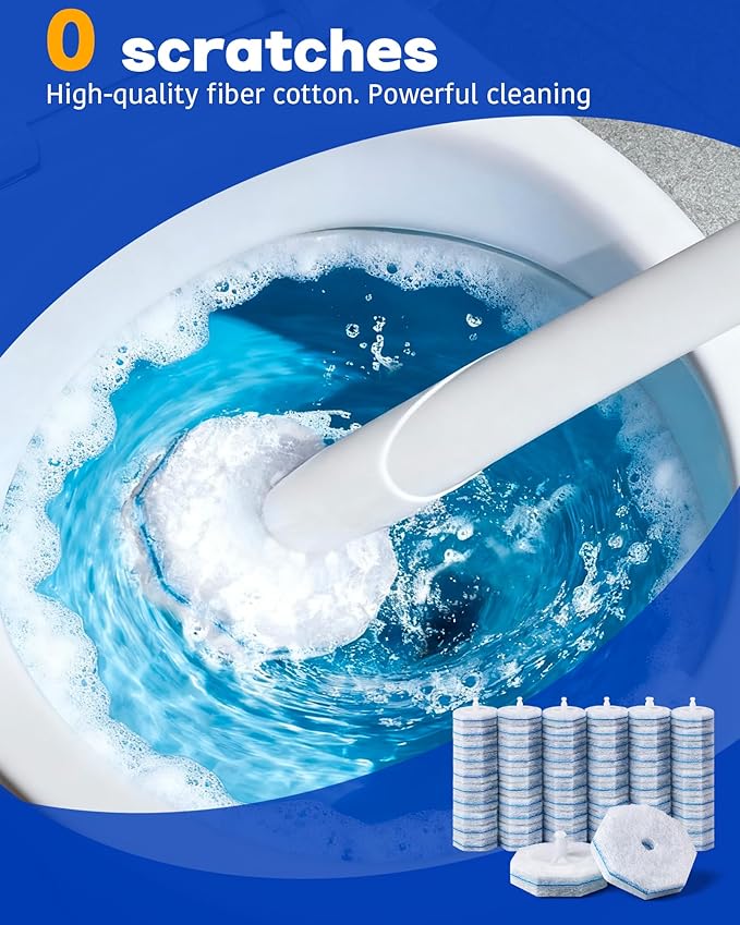 60 Pack Toilet Wand Refills Compatible with Clorox Toilet Brushes Instant Foam Cleaning Secure Lock No Slipping Odor Neutralizing Easy Snap-On Design
